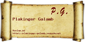 Plakinger Galamb névjegykártya